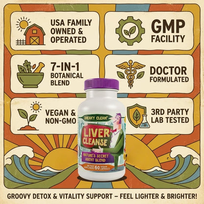 Hippie Farms Liver Cleanse Support Supplement w Organic Milk Thistle - Nature's Secret Agent Blend - 60 Vegan Capsules