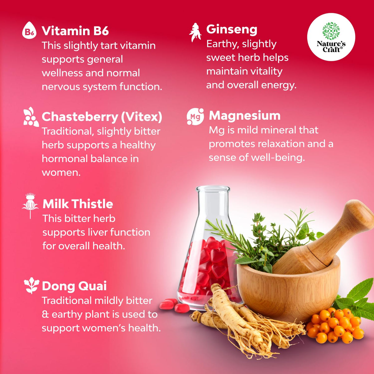 Hormone Balance for Women Gummies of All Ages - PMS Support Supplement for Women to Regulate Menstrual Cycle & Hormonal Balance Menopause & Mood Swings with Vitamin B6 & Dong Quai - 60 Chews