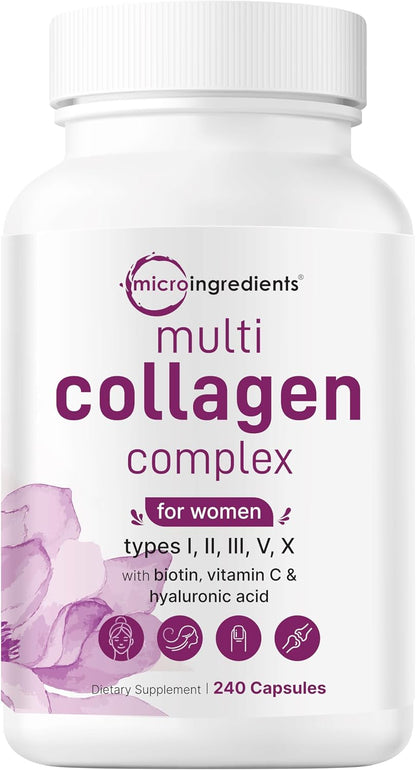 Micro Ingredients Multi Collagen Complex & Vegan Omega 3 Algae Oil Supplement Bundle 2 Pack | Grass-Fed Collagen Peptides | Omega-3 Full Spectrum Alternative to Fish Oil