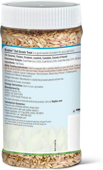 Kaytee Oat Groats Treat Jar for Pet Birds, 11 Ounces | More bird food variety. Crunchy bird treats. Easy to serve, protein source, parakeet treats