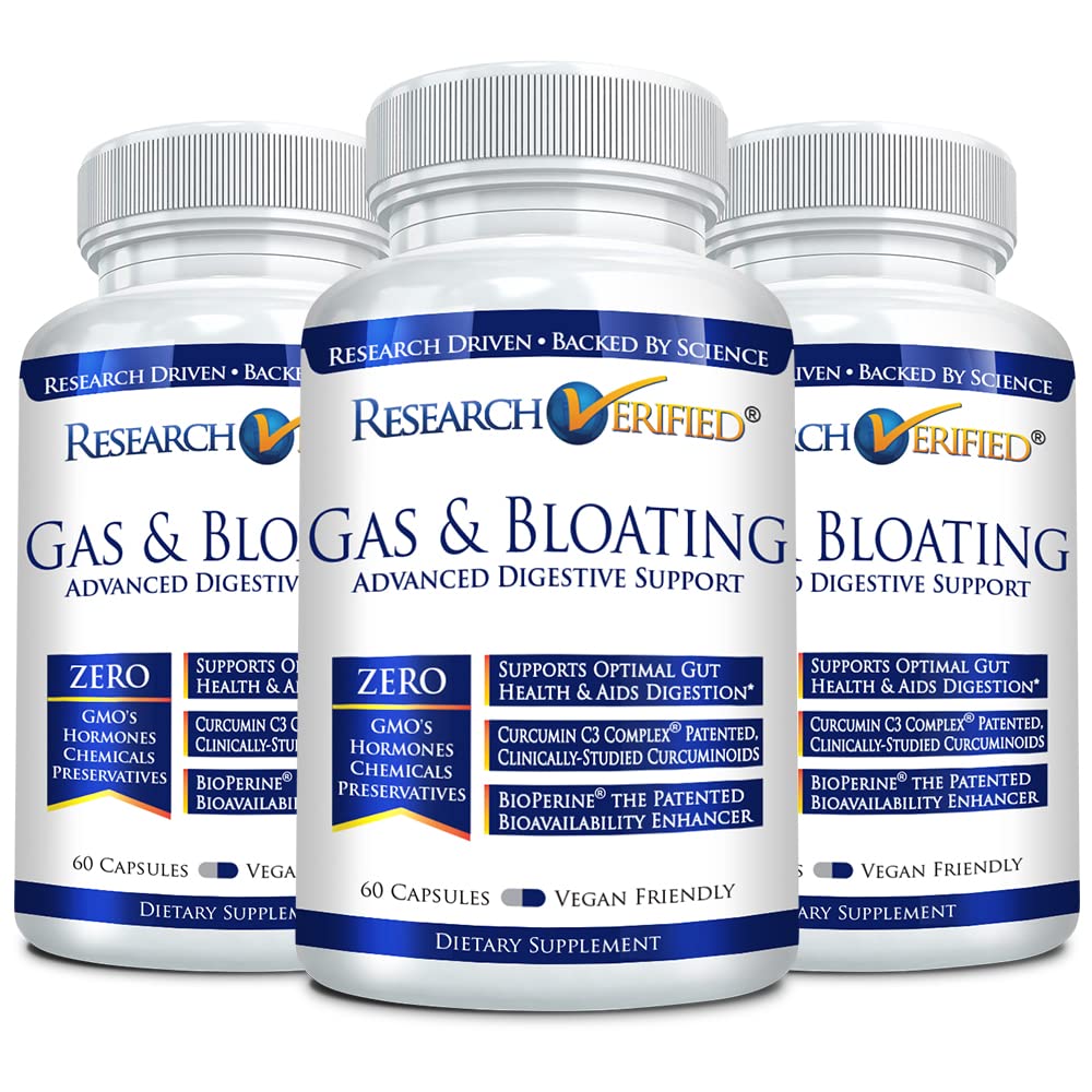 Research Verified Gas and Bloating - Relax Intestinal Muscles, Eliminate Gas Buildup - Artichoke Powder, Ginger, Peppermint Leaf Powder - 60 Capsules - Vegan…