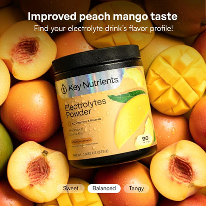 KEY NUTRIENTS Electrolytes Powder Bundle, Tropical Peach Mango 90 Servings Jar + Sweet Blue Raspberry 90 Servings Jar, Sugar Free Hydration Drink Mix with Vitamins & Minerals, No Calories