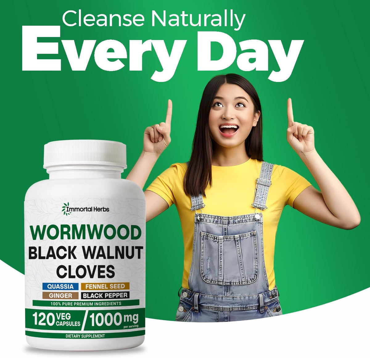 Wormwood Black Walnut Clove Cleanse Extract, 7-in-1 Complex, 120 Pills, Herbal Supplement for Adults, Vegan, Non-GMO & Gluten Free Sweet Wormwood Capsules