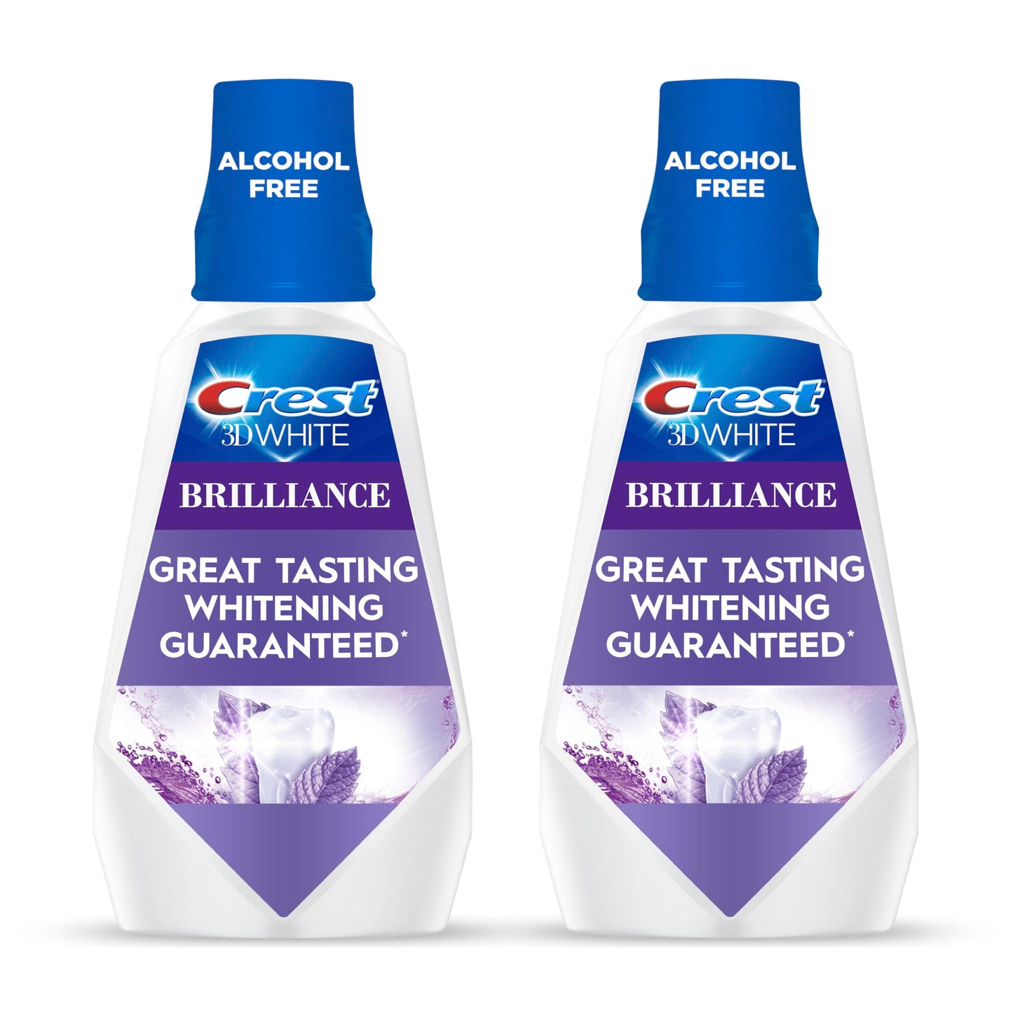 Crest 3D White Mouthwash, Teeth Whitening for Adults, 1L, 2 Pack, Alcohol Free Mouth Rinse, Breath Freshener, Antibacterial, Antiseptic,