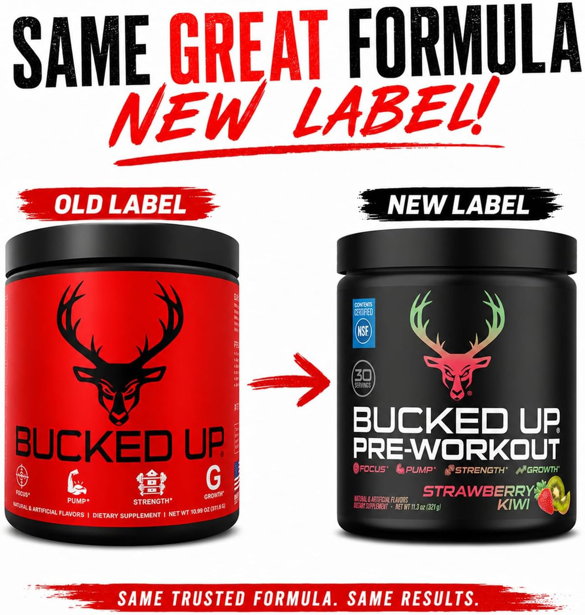 Bucked Up Pre Workout - Best Tasting - 6 Grams Citrulline, 2 Grams Beta Alanine Non Proprietary Blend, Powder (Strawberry Kiwi)
