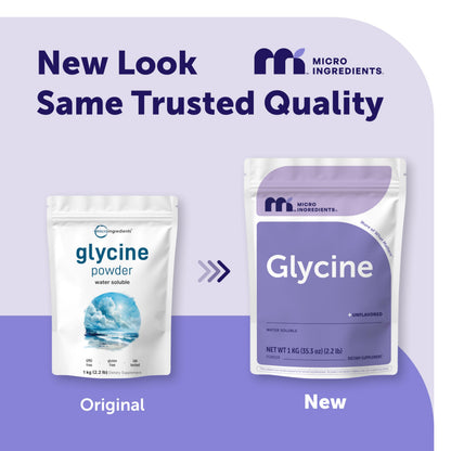 Micro Ingredients Glycine Powder, 1KG (2.2 Pounds), Glycine 1000mg Per Serving, Water Soluble and Product of USA