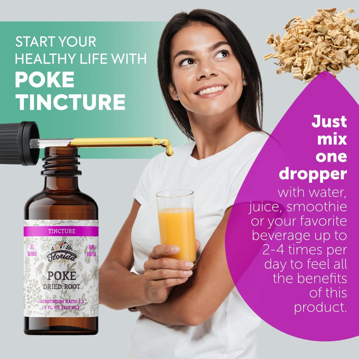 Organic Poke Root Tincture | Poke Extract Liquid for Immune & Lymphatic Support | Alcohol-Free, Vegan, Non-GMO Supplement | Made in USA | 2 Fl Oz