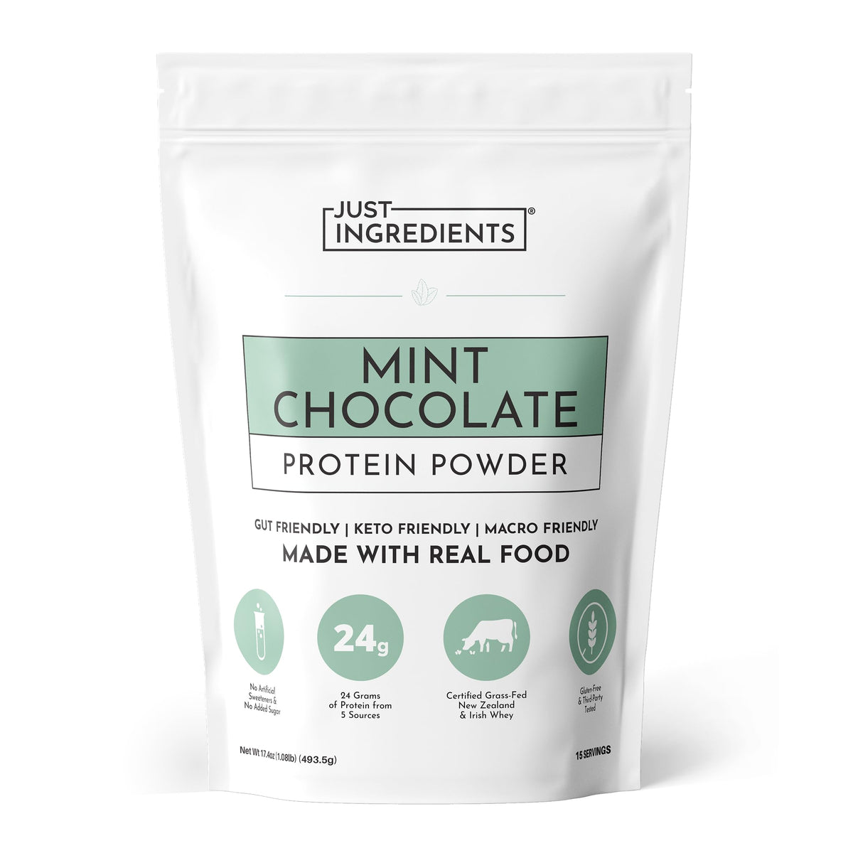 JUST INGREDIENTS Vanilla Bean Protein Powder – 20-Serving Blend with 100% Grass-Fed Whey & Organic Plant Proteins – Real Vanilla Bean & Cinnamon – Supports Muscle Recovery, Energy*