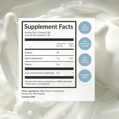 BEAM Unflavored Colostrum Powder I Grass-Fed Pure Whole Bovine Colostrum for Gut Health, Bloating & Immune Support I Non-GMO Recovery Supplement