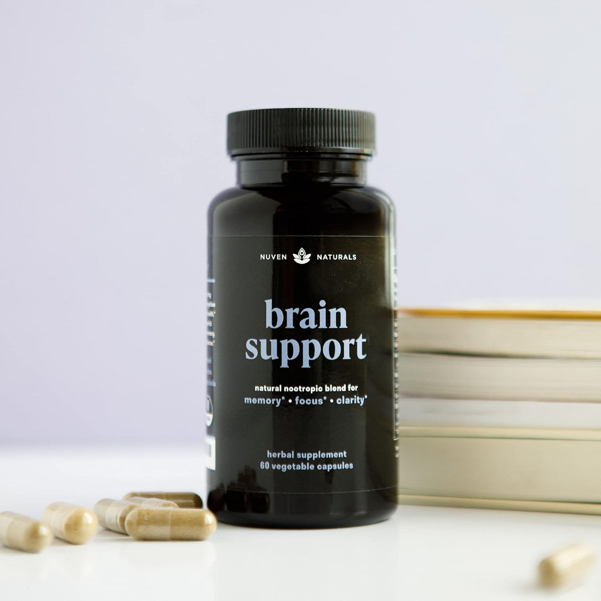 Brain Support Supplement - Natural Memory and Focus Supplement with Lion’s Mane, Ginkgo Biloba, Bacopa Monnieri & Ashwagandha Root - Natural Nootropics & Brain Booster | 60 Capsules