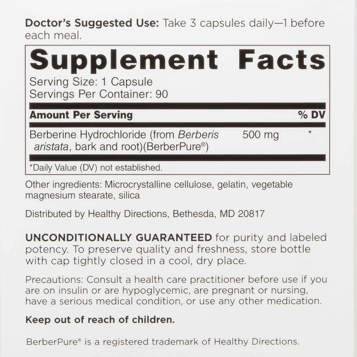 DOCTORS' PREFERRED Clinical Grade Berberine Supplement, 90 Capsules | Berberine supplement