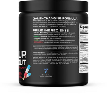 Bucked Up Pre Workout - Best Tasting - 6 Grams Citrulline, 2 Grams Beta Alanine Non Proprietary Blend, Powder (Strawberry Kiwi)