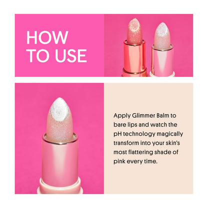 Winky Lux Unicorn Glimmer Balm -Hydrating ph Lip Balm, Natural Pink Tint with pH Color Changing, Moisturize & Soften Lips While Leaving Sheer