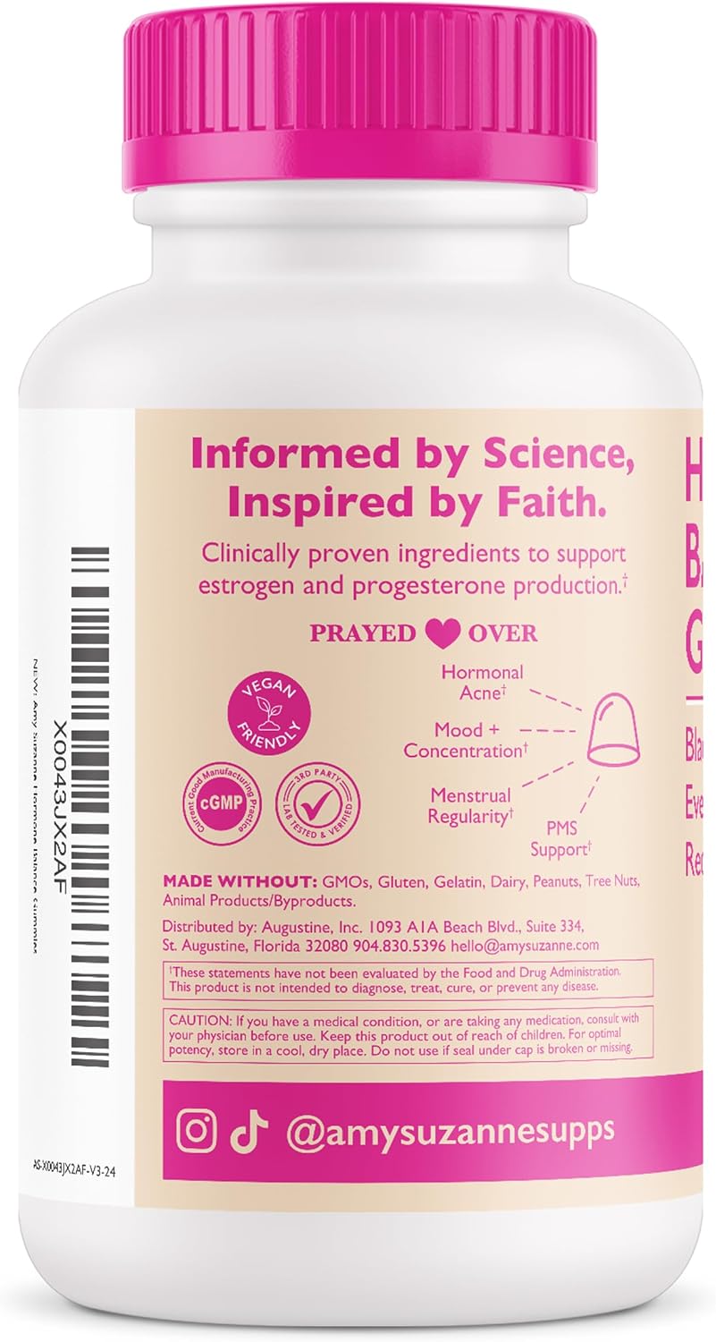 Amy Suzanne Hormone Balance Gummies for Women, 60 Count | Hormone Harmony for Mood, Energy, Occasional Bloat, PMS Comfort, Perimenopause & Menopause Support