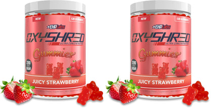 EHP Labs OxyShred Pre Workout Energy Gummies, Strawberry, 60 Servings | 100mg Natural Caffeine, 1000mg L-Carnitine, Vegan & Halal Friendly, No Artificial Colors, Zero Aspartame, HPLC Tested