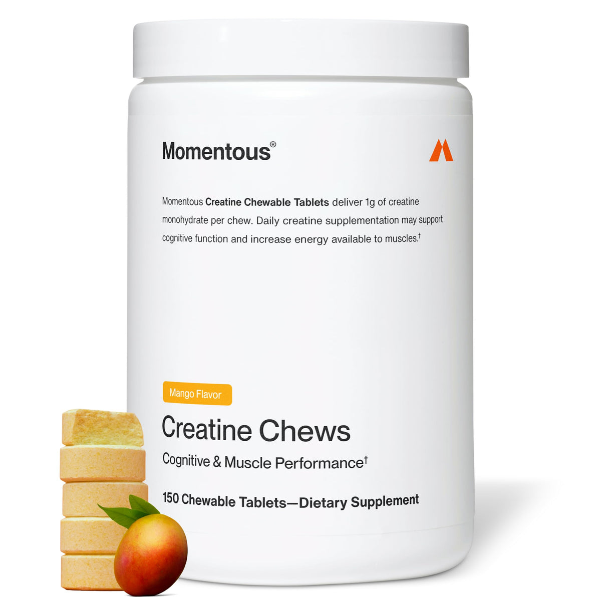 Momentous Creatine Chews - Creatine Monohydrate - Supports Strength, Lean Muscle, & Recovery for Men & Women - NSF Certified for Sport - 150 Chewable Tablets - Lemon Lime