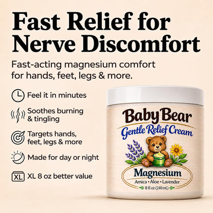 Nerve Relief Cream with Magnesium Chloride – Neuropathy Relief Cream for Feet, Hands, Legs, Toes & More – Fast-Absorbing, Non-Greasy Formula for Foot & Leg Comfort