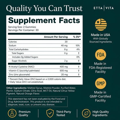 Sugar-Free NAC Gummies for Kids and Adults with Glutathione & Milk Thistle | N Acetyl Cysteine 400mg for antioxidant & immune support, sugar free, vegan, non-GMO, gluten free, blueberry flavor, USA