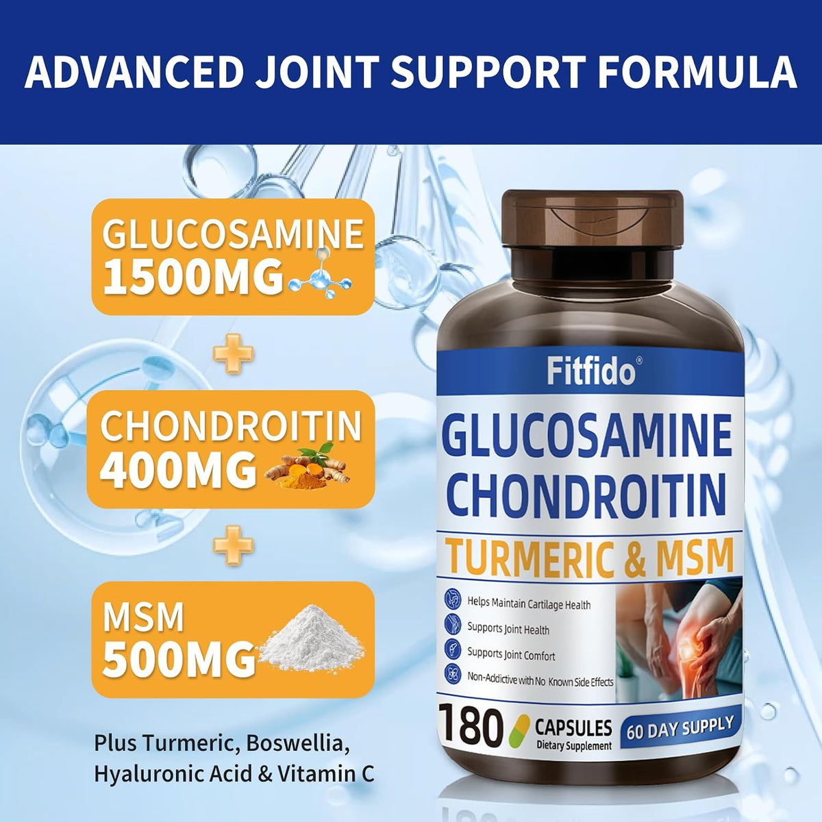 Glucosamine Chondroitin MSM, Turmeric & Boswellia, 180 Count
