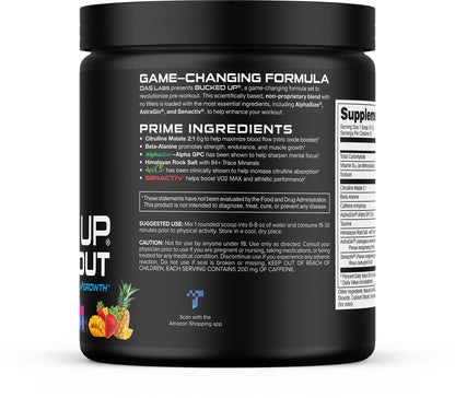 Bucked Up Pre Workout - Best Tasting - 6 Grams Citrulline, 2 Grams Beta Alanine Non Proprietary Blend, Powder (Strawberry Kiwi)