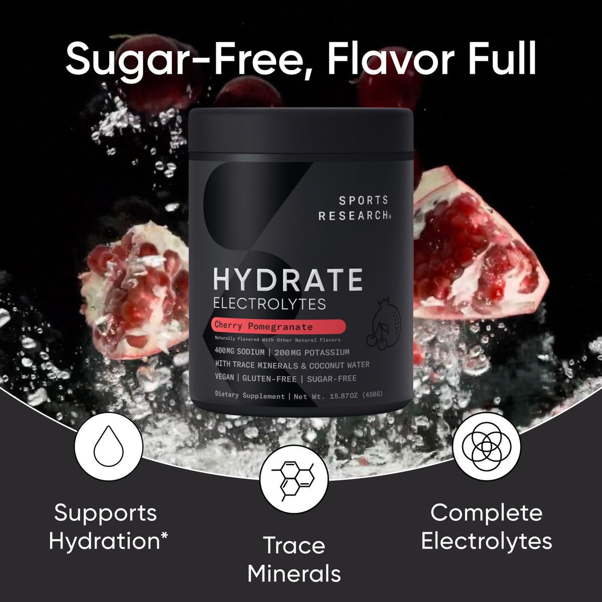 Sports Research® Hydrate Electrolytes Powder Packets - Sugar-Free & Naturally Flavored with Vitamins, Minerals, and Coconut Water - Supports Hydration - 16 Packets - Variety Pack | Sugar-Free