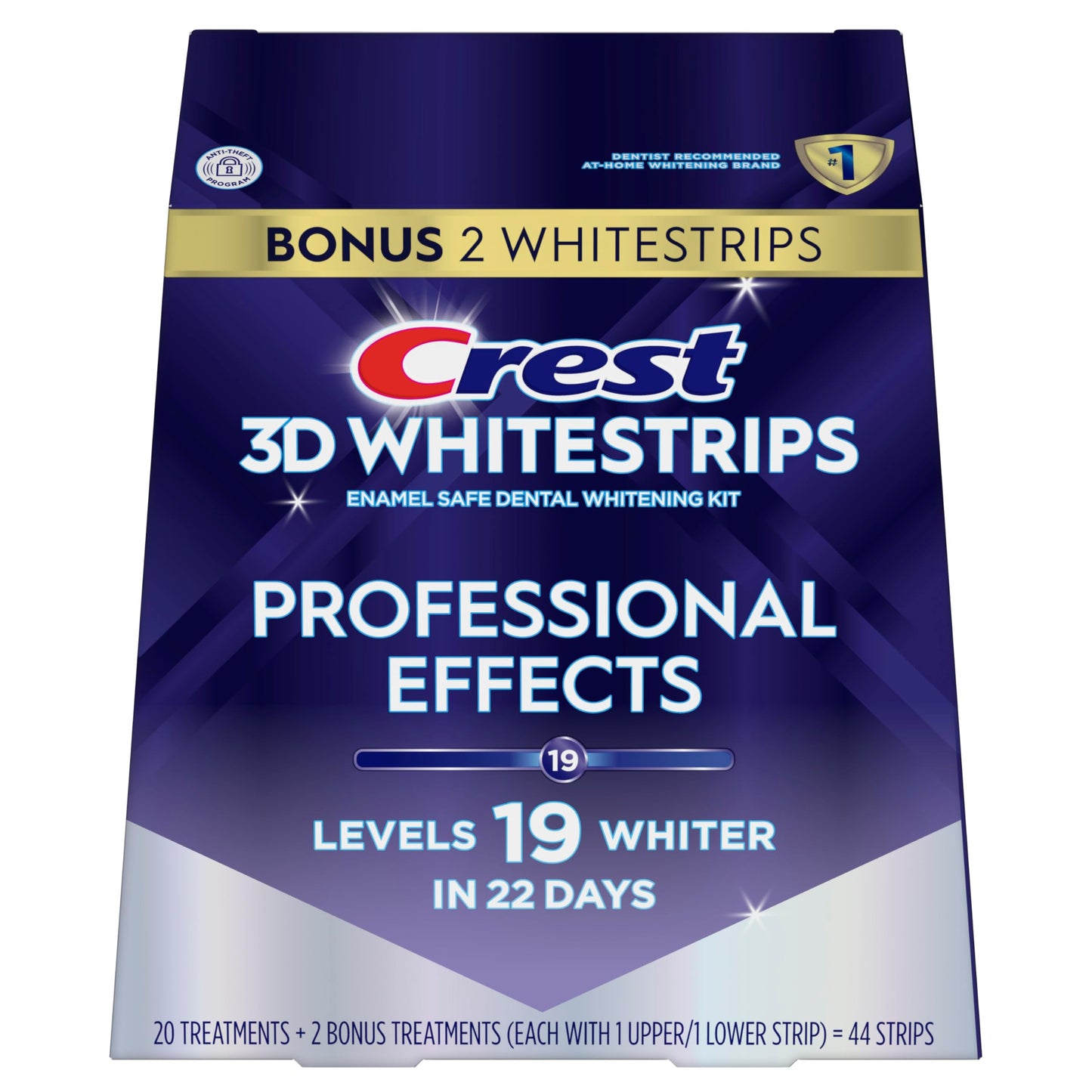 Crest 3D Whitestrips Professional Effects – Teeth Whitening Kit, 22 Treatments (20 + 2 Bonus), Each with 1 Upper/1Lower, 44 Strips