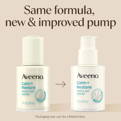 Aveeno Calm + Restore Triple Oat Hydrating Face Serum for Sensitive Skin, Gentle Lightweight Hydrating Serum for Face Instantly Smooths Skin,