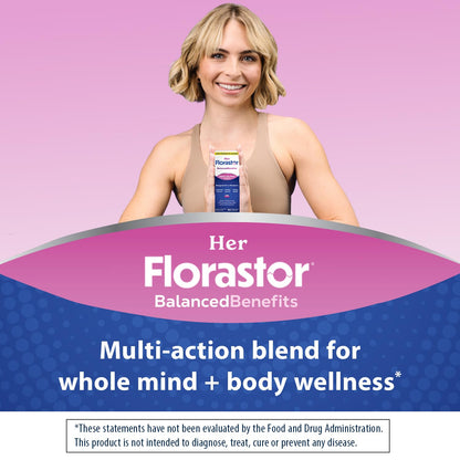 Florastor Probiotics for Women, Digest and De-Stress, Probiotics for Digestive Health, Vaginal Probiotic, and L-Theanine for Mind and Body Wellness, 60 Capsules