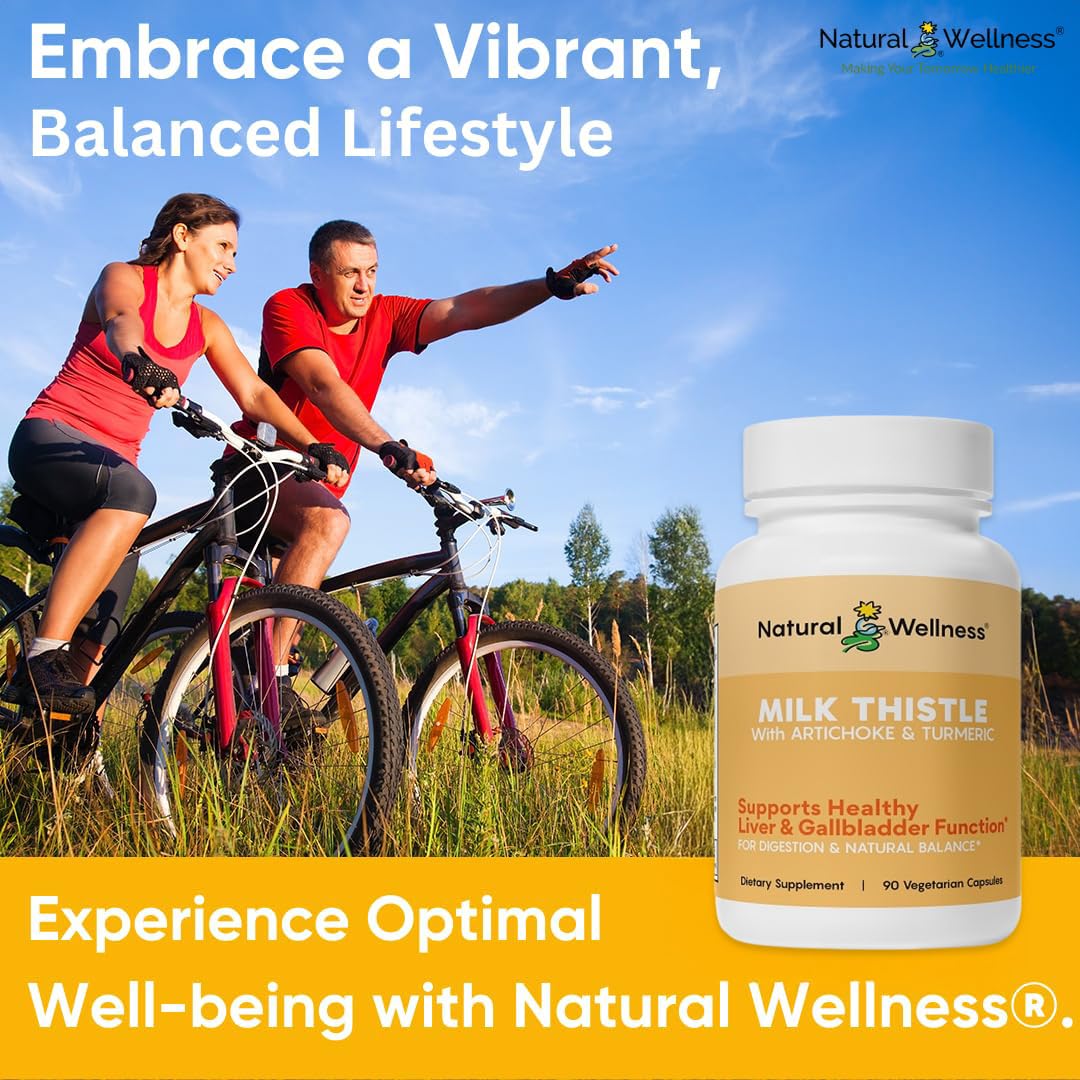 Natural Wellness Advanced Milk Thistle with Artichoke & Turmeric – Liver Support & Detox Supplement for Healthy Liver Function, Bile Flow