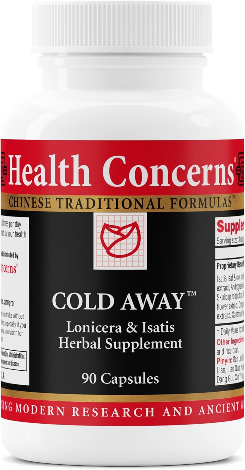 Health Concerns Cold Away - Immune Support Supplement - Chinese Medicine Capsules for Immunity & Cold Prevention - Dong Quai, Chinese Skullcap & Andrographis - Cold Remedy for Adults - 90 Capsules