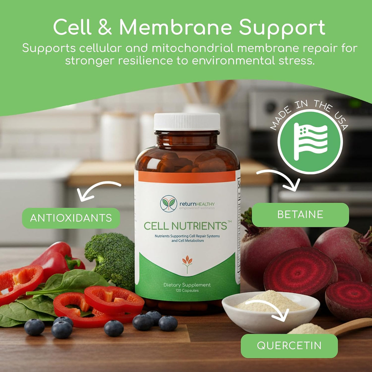 Cell Nutrients | Promotes Cell and Membrane Repair & Cell Metabolism | Helps Fight Tick-Borne Infections & More | Mitochondrial Supplements | Non-GMO, Vegan, 120 caps