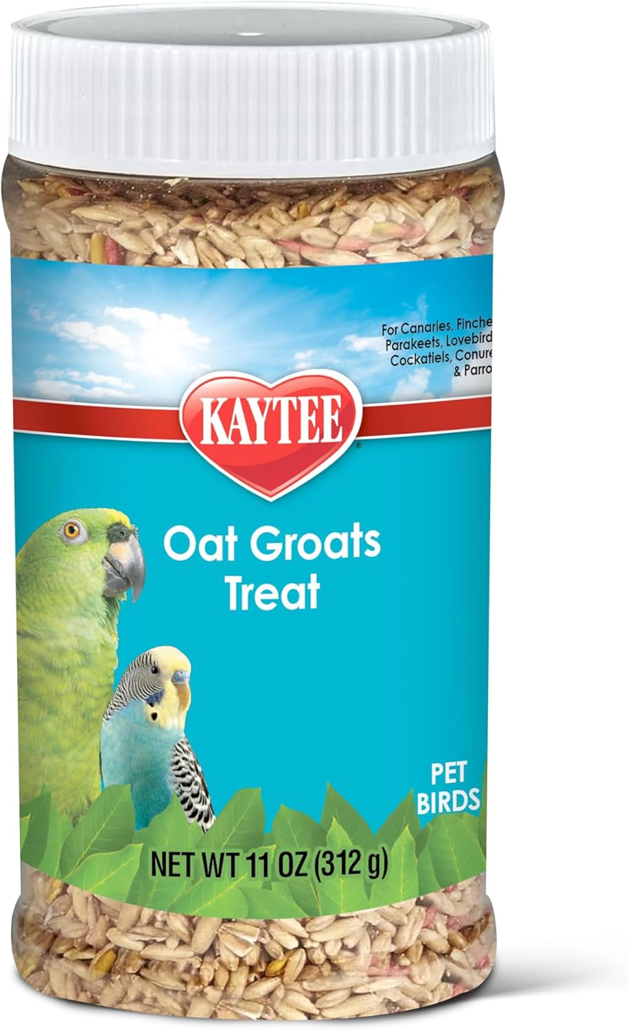 Kaytee Oat Groats Treat Jar for Pet Birds, 11 Ounces | More bird food variety. Crunchy bird treats. Easy to serve, protein source, parakeet treats