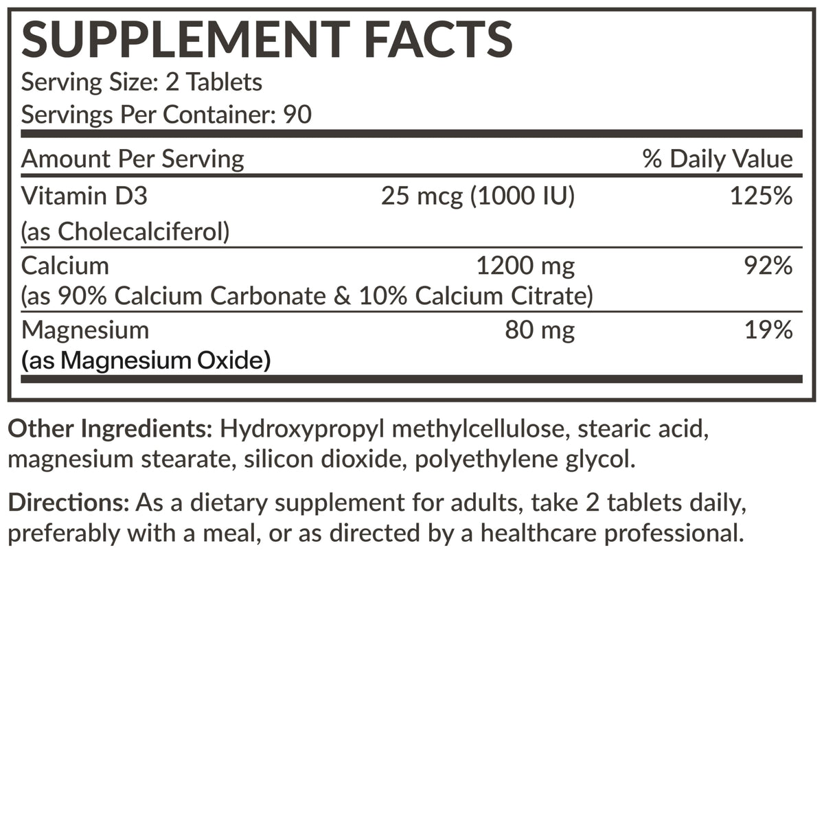 Futurebiotics Calcium 1200 MG Per Serving Sustained Release with Vitamin D3 1000 IU Per Serving Non-GMO, 90 Vegetarian Tablets