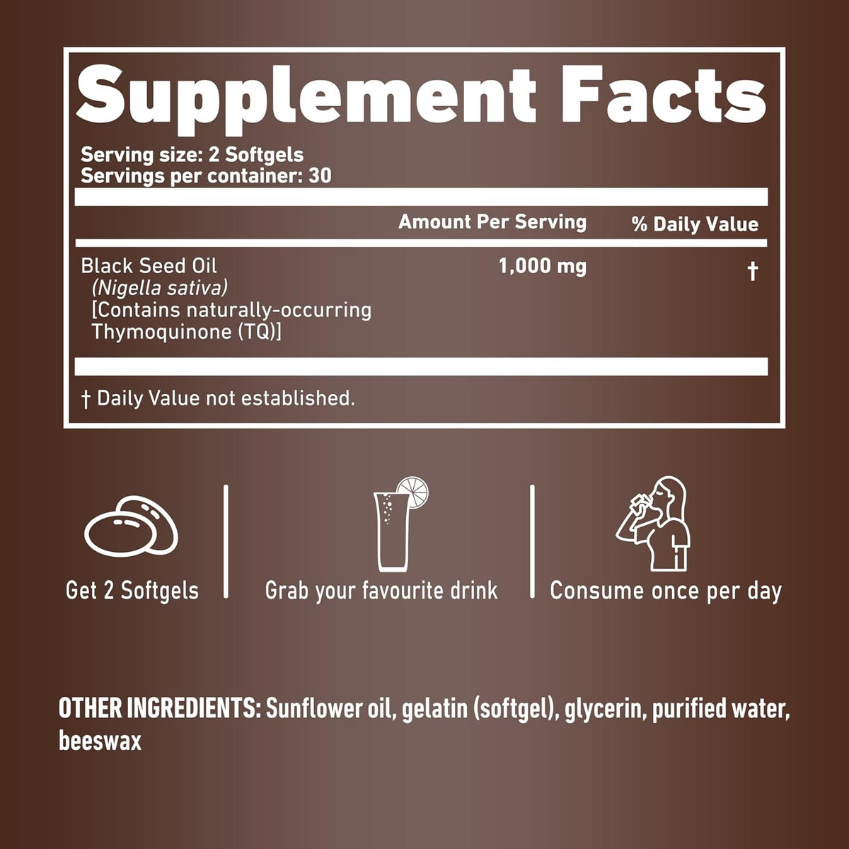 Resilia Ethiopian Black Seed Softgels 1000mg Per Serving – Premium Nigella Sativa Seed Oil Supplement – Digestive & Immune Support Formula – Easy to Swallow Soft Capsules 120 Count (Pack 2)