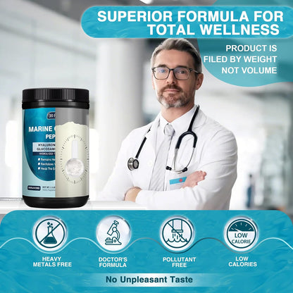 DRFOSTER Marine Collagen Peptides Powder, Multi Type I & III, 50 Servings | Wild-Caught Fish Collagen with MSM, Hyaluronic Acid, Vitamins C & E for Skin, Hair, Nails, Non-GMO