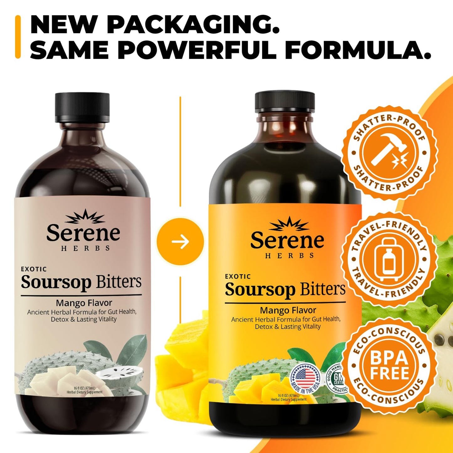 Serene Herbs Soursop Bitters Liquid with Soursop Leaves for Gut Cleanse, Detox & Immune Boost with Black Seed, Moringa, Irish Moss