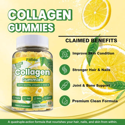 Collagen Gummies 1500mg, Multi Collagen Types I, II, III, 60 Count