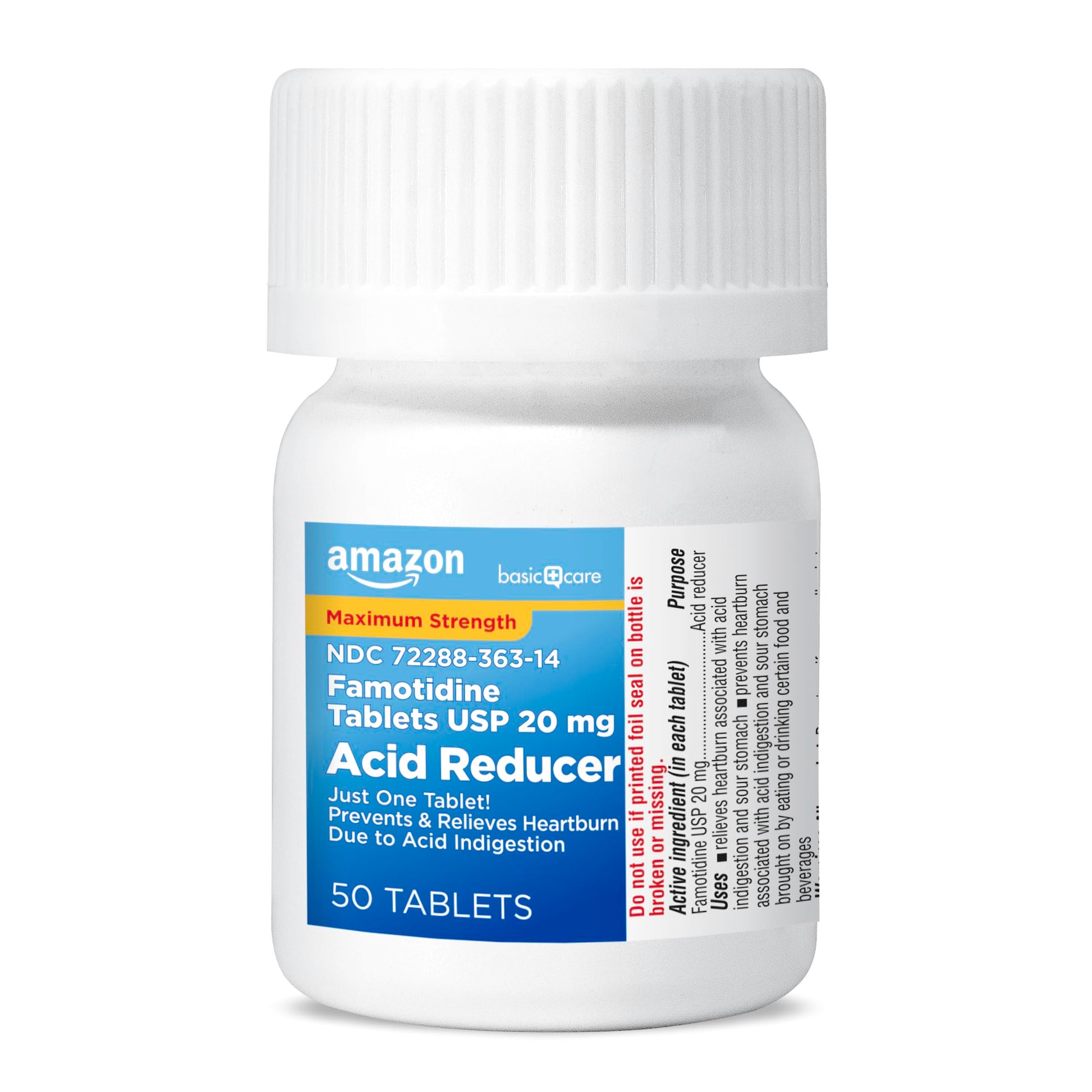 Amazon Basic Care Maximum Strength Famotidine Tablets 20 mg, Acid Reducer for Heartburn Relief, Prevents & Relieves Acid Indigestion, Heartburn Medicine, 50 Count Amazon Basic Care buy supplements Au