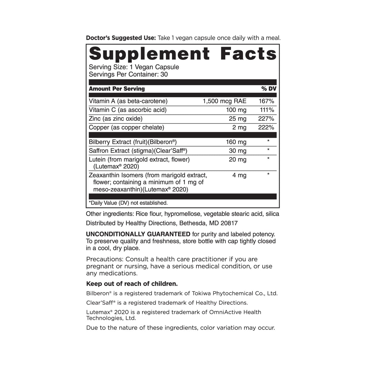 DOCTORS' PREFERRED Clinical-Grade OcuGold Eye Vitamins with Lutein