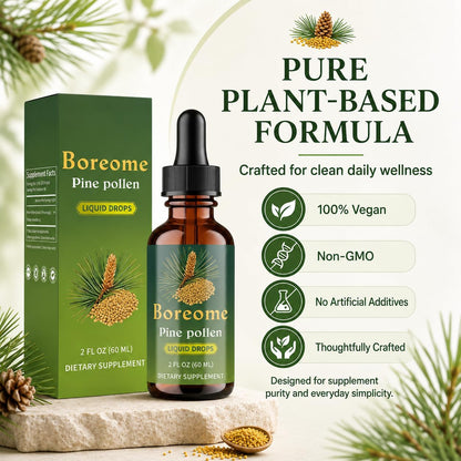 Pine Pollen Tincture | Pine Pollen Powder Liquid Drops for Men & Women - Vegan, Sugar & Alcohol-Free Supplement - 2 fl oz