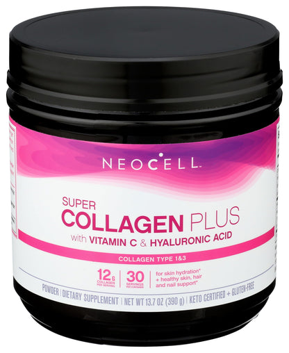 NeoCell Super Collagen Peptides | 13.7 oz | Grassfed Bovine | With Hyaluronic Acid and Vitamin C | Non-GMO, Gluten & Soy Free Supplement