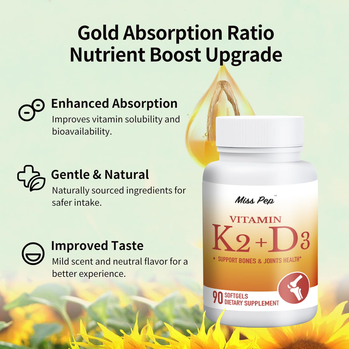 Vitamin D3 & K2 Vitamin Supplement for Men & Women,Vegan-Friendly 5000 Iu D3 and 100 Mcg K2 (Mk-7) Immune, and Overall Health -90 Softgels
