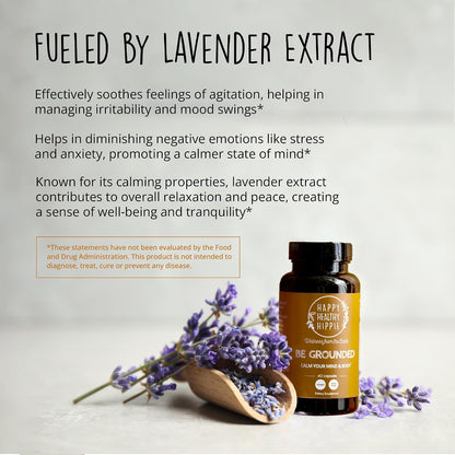 Happy Healthy Hippie Be Grounded Stress Relief Supplement + Lavender, 60 Ct