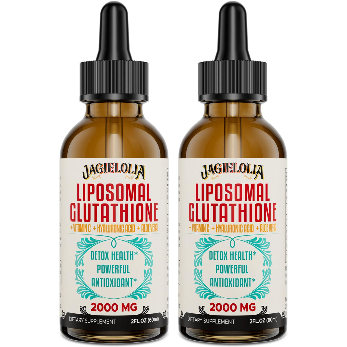 Jagielolia 2000MG Liposomal Glutathione Liquid, Made in The USA, Reduced Glutathione Supplement, Enhanced Absorption, Non-GMO, Powerful Antioxidant for Immune System, Energy, Aging Defense, 2 Floz
