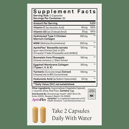 Stonehenge Health Dynamic Joint Health Supplement – Fast-Acting Support with AprèsFlex® Boswellia, MSM, Multi-Type Collagen, Turmeric, Bromelain, Vitamins C & D3 60 Count (Pack of 2)