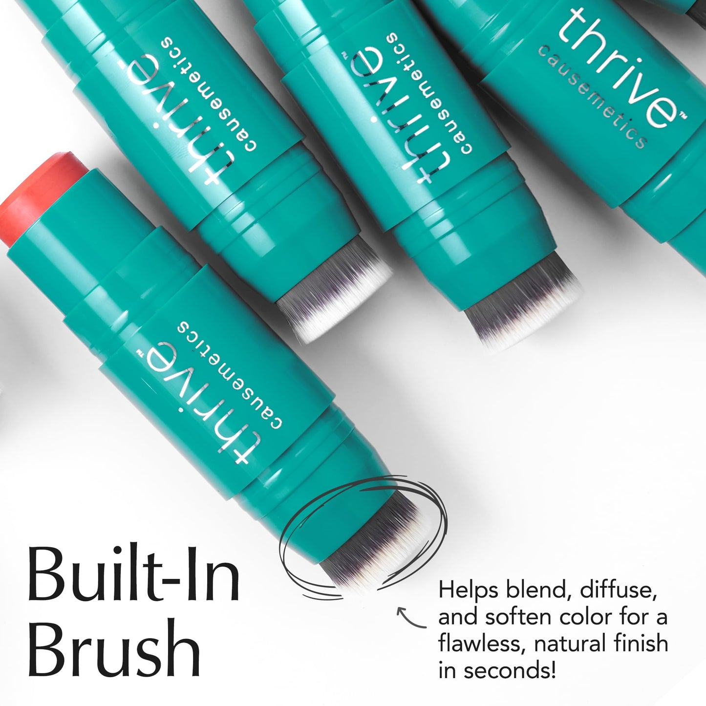 Thrive Causemetics Triple Threat Color Stick: Cream Blush Stick with Vitamin E, Evening Primrose Oil, Waterproof Smudge Proof Face Makeup, Olivia