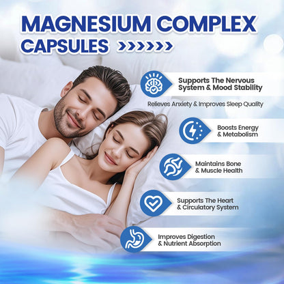 8 Magnesium Complex for Women, Maximum Absorption* 1000mg Formula – Supports Healthy Muscles, Bones, Nerves & Overall Body Functions, Premium Non-GMO Supplement, 90 Capsules