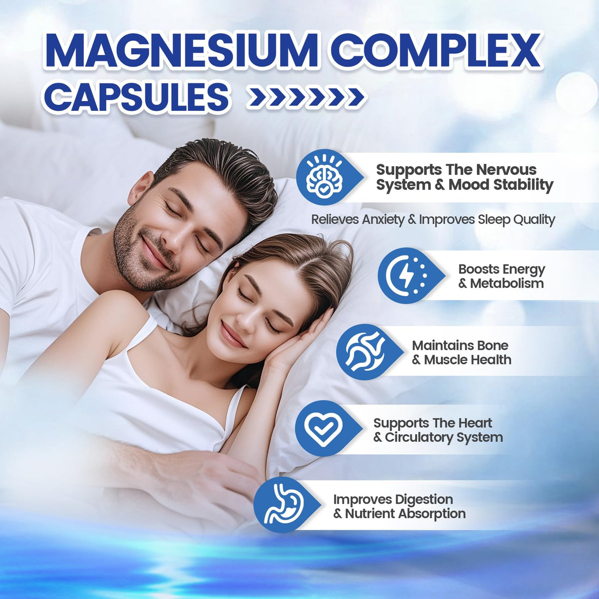 8 Magnesium Complex for Women, Maximum Absorption* 1000mg Formula – Supports Healthy Muscles, Bones, Nerves & Overall Body Functions, Premium Non-GMO Supplement, 90 Capsules