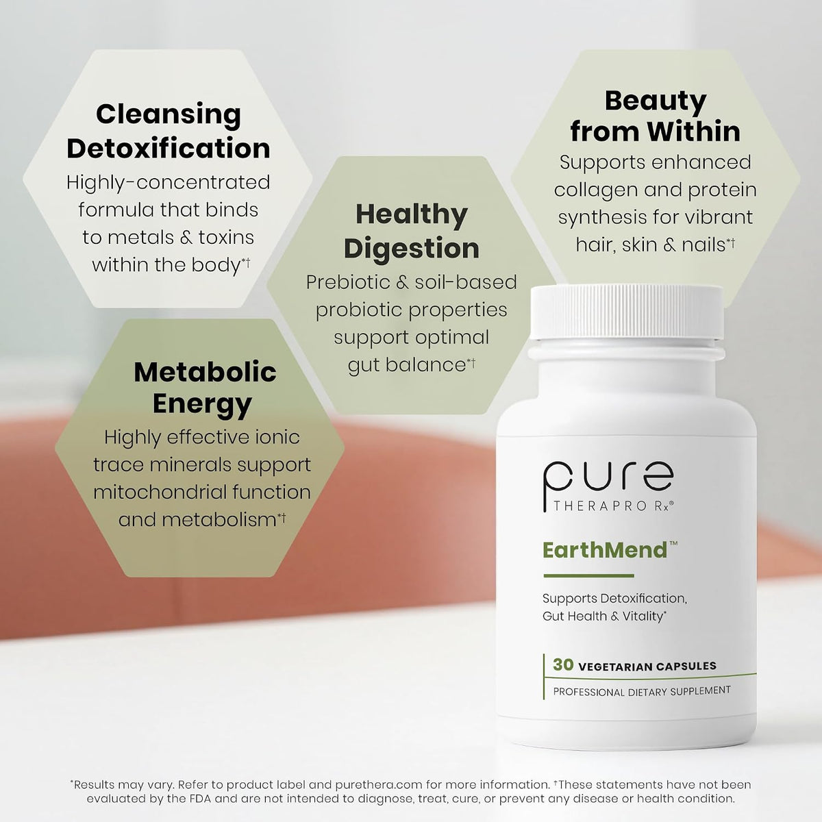 Pure Therapro Rx EarthMend Trace Mineral Capsules for Women & Men, Fulvic Acid & Humic Acid Mineral Supplement, Ionic Trace Minerals Complex, Fulvic Humic Blend, Unflavored, 30 Capsules, 30 Servings