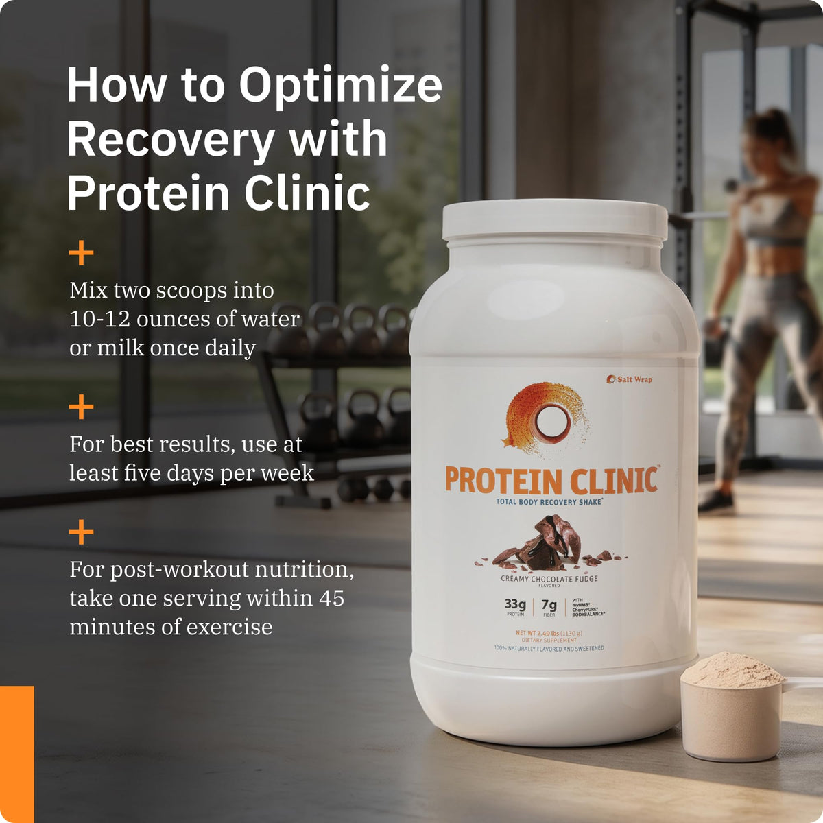 Protein Clinic - Collagen Protein Powder Recovery Shake, Vanilla | Dairy-Free with myHMB, CherryPURE and Prebiotic Fiber for Muscle, Joint and Digestive Support, Vitamin D3 and K2
